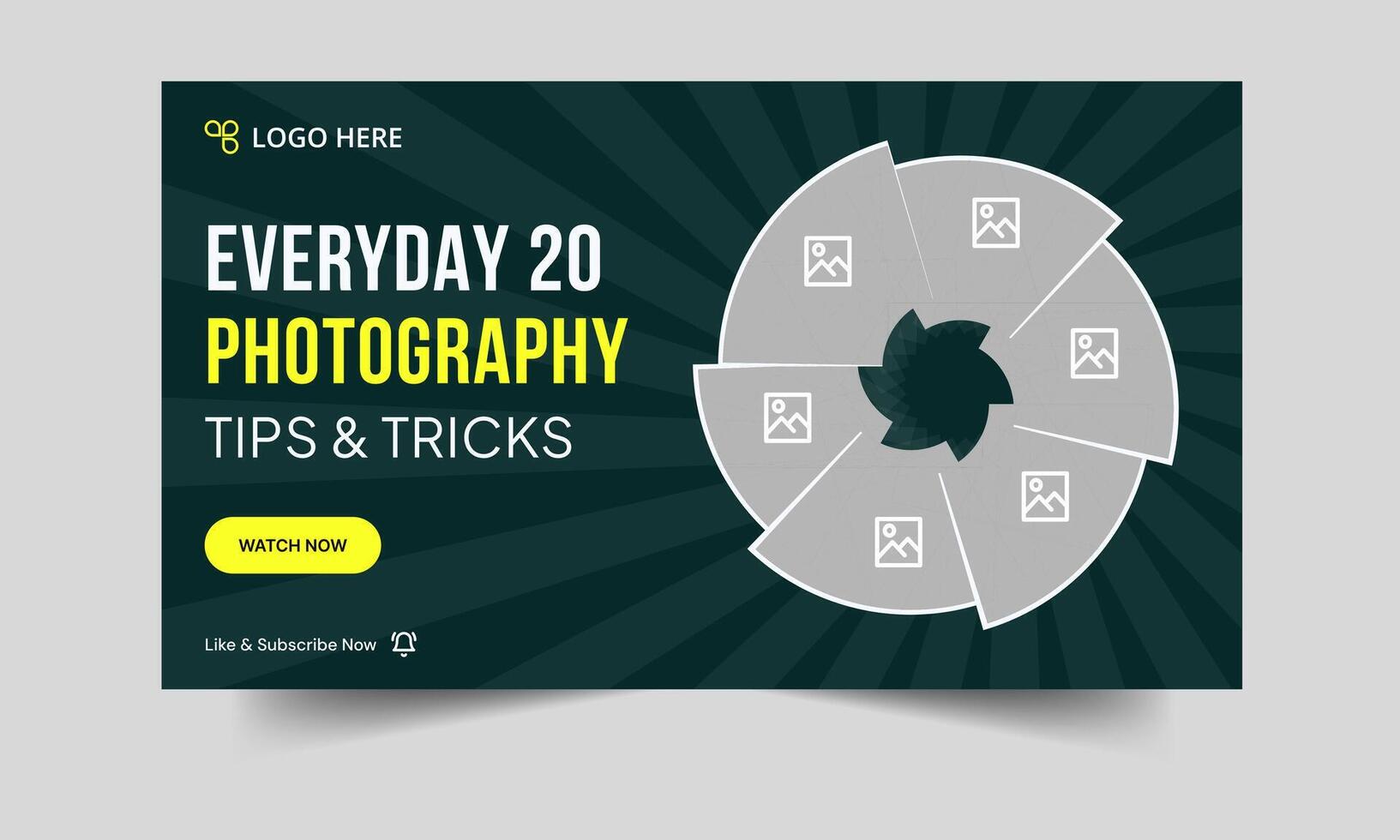 Daily photography thumbnail banner design, daily photography tips and tricks thumbnail banner design, fully editable eps 10 file format vector