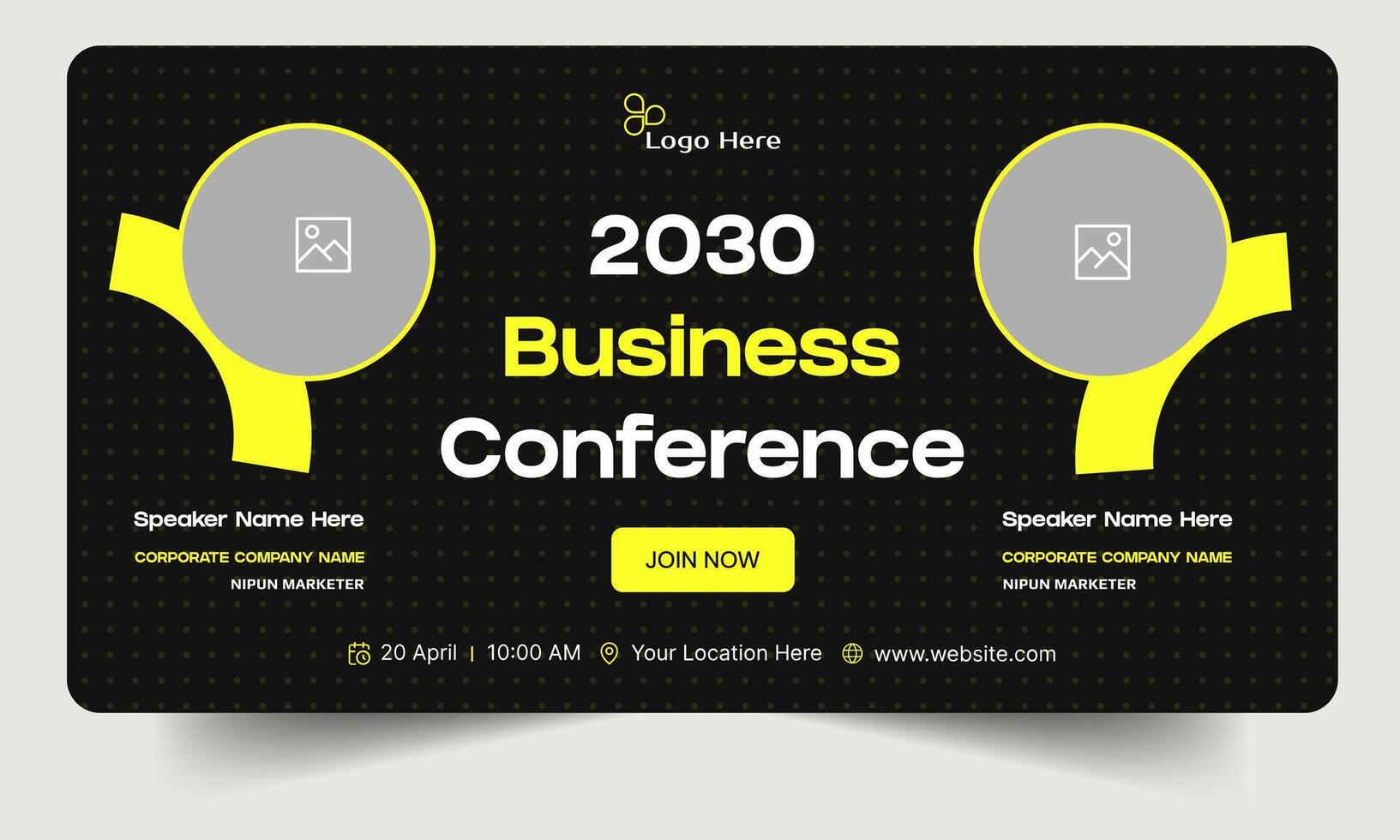 World submit business conference digital webinar banner template design, online meeting banner design, editable eps 10 file format vector