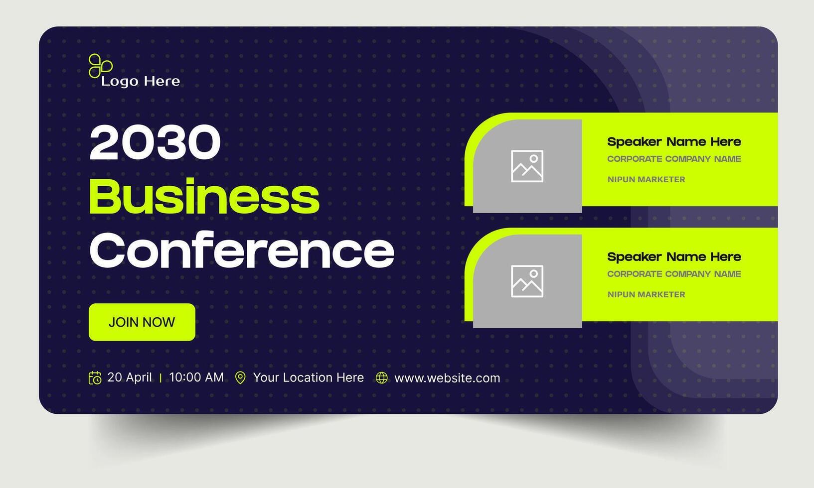 Trendy business yearly conference digital webinar banner template design, online meeting banner design, editable eps 10 file format vector