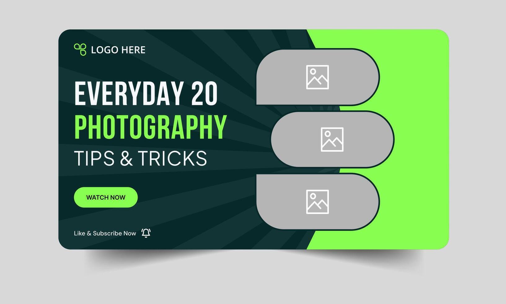Editable photo shoot tips and tricks cover banner design, daily photography techniques thumbnail banner design, customizable eps 10 file format vector
