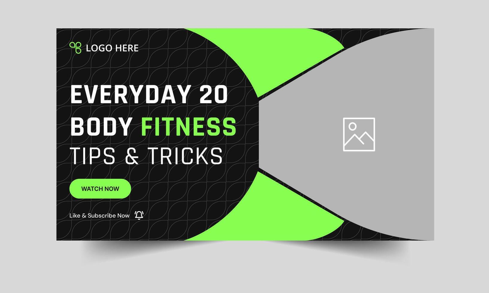 Trendy fitness tips and tricks cover banner template design, youtube thumbnail banner template, fully customizable eps 10 file format vector
