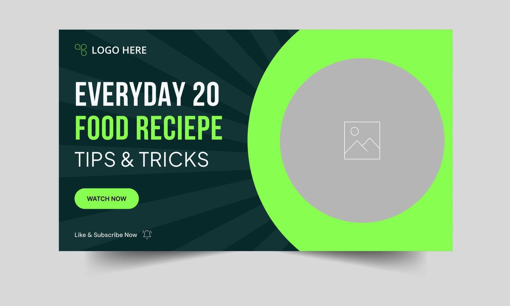 Trendy recipe tips and tricks customizable youtube thumbnail banner template design, eps 10 file format vector