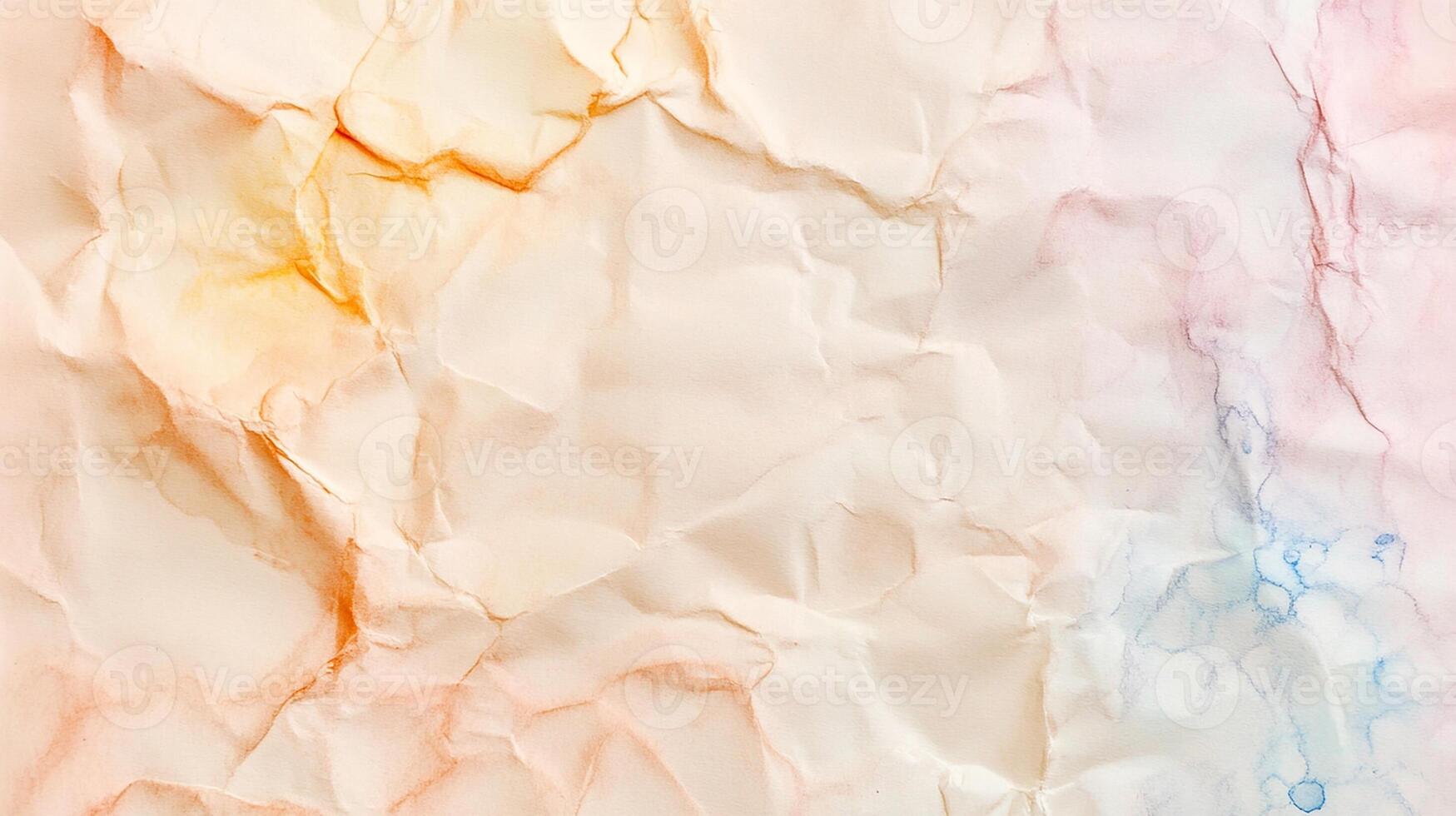 Crumbled Paper Texture with Soft Watercolor Stains in Warm and Cool Tones photo