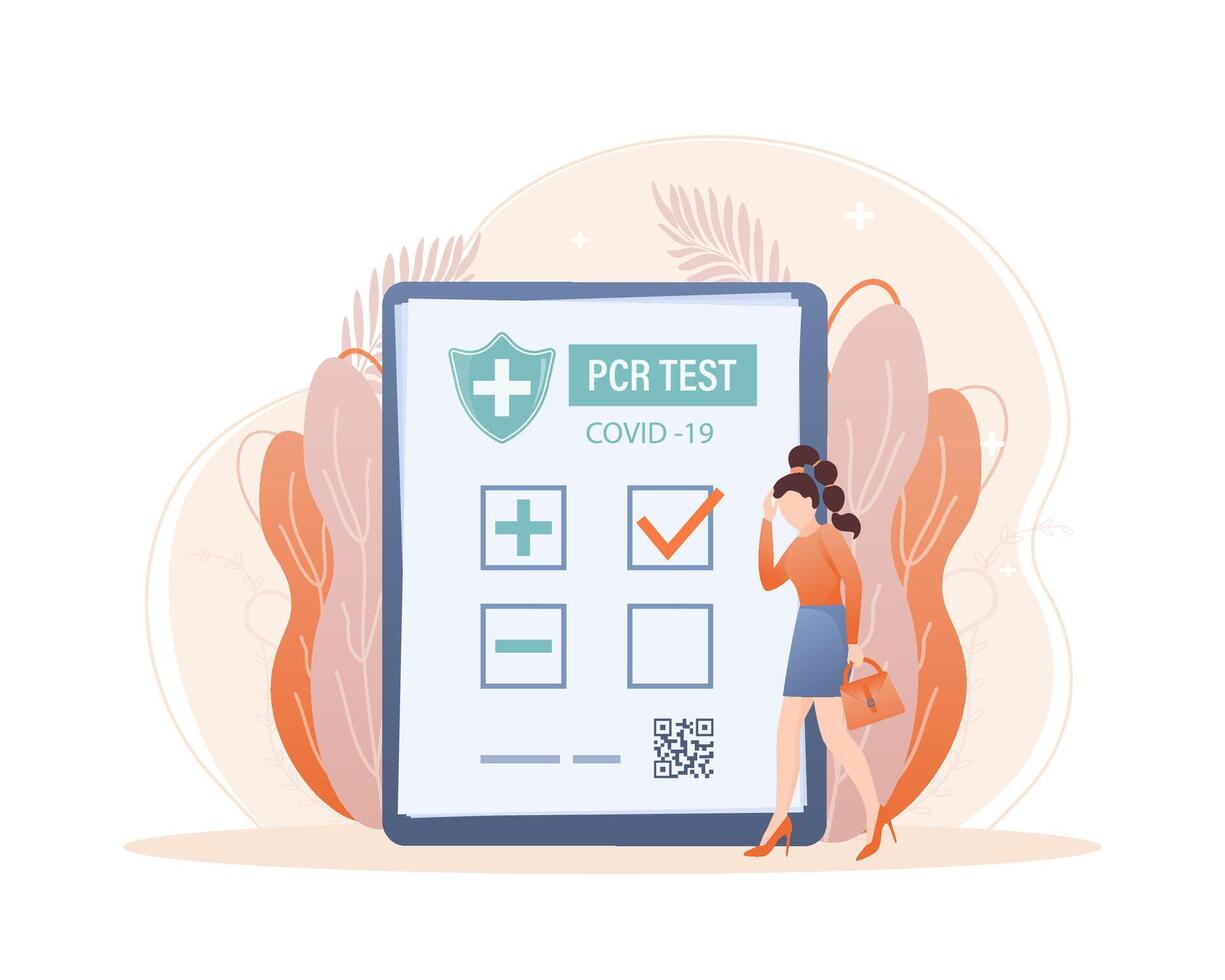 Illustration with negative pcr test people for paper design. illustration. Covid test. vector
