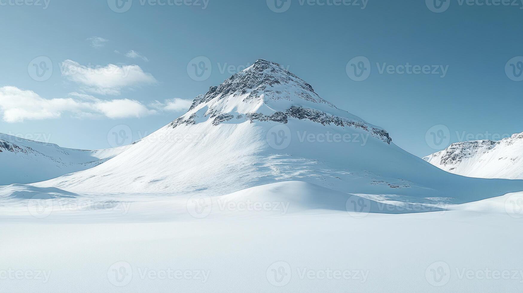 Snow-covered mountain peak under a clear sky. photo