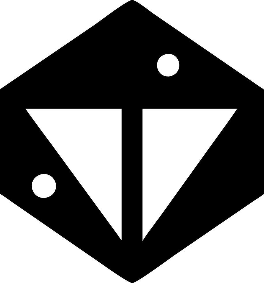 Geometric Traditional Tattoo of a D20 Dice with Symmetrical Patterns vector