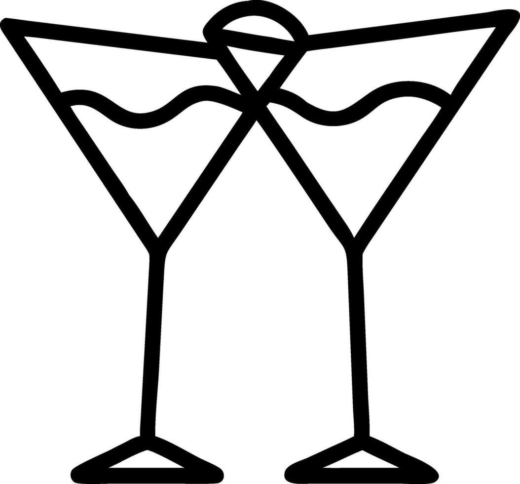 Stylish Martini Glass with Wide, Flared Rim and Elegant Profile vector