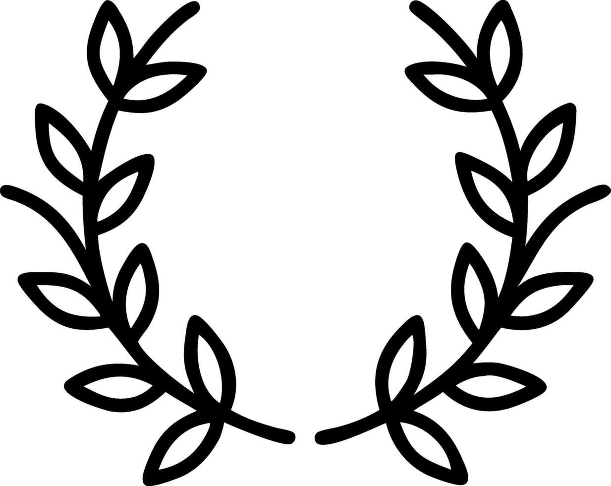 Whimsical Laurel Design with Playful Leaf Curves vector