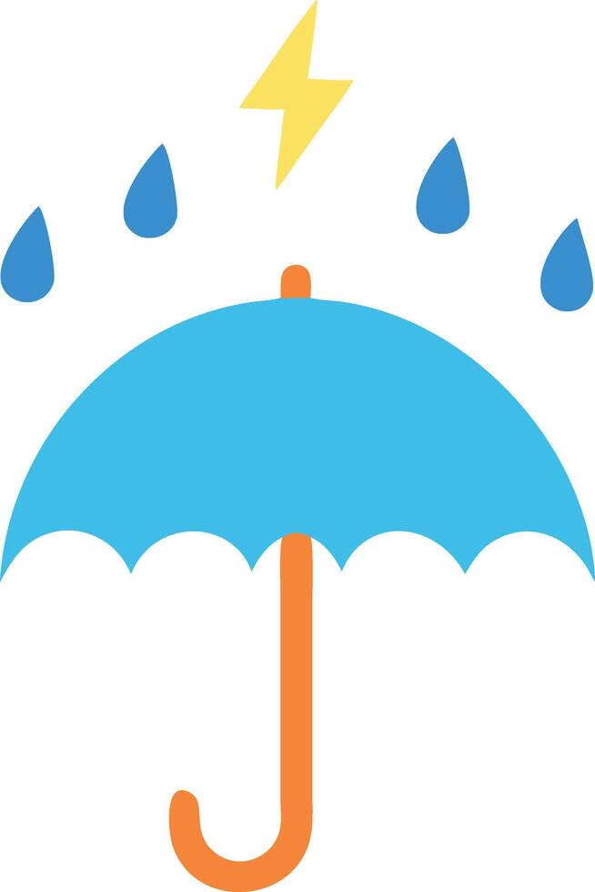 Stormy Night Umbrella with Striking Lightning vector