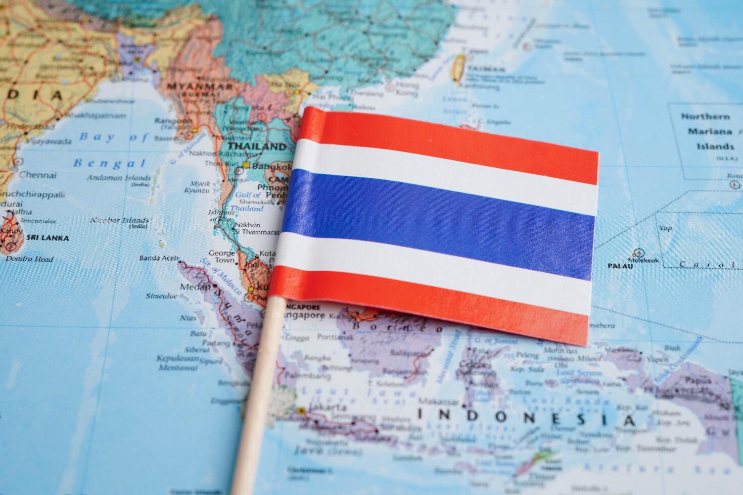 Bangkok, Thailand December 10, 2023 Thailand map in world map paper. photo
