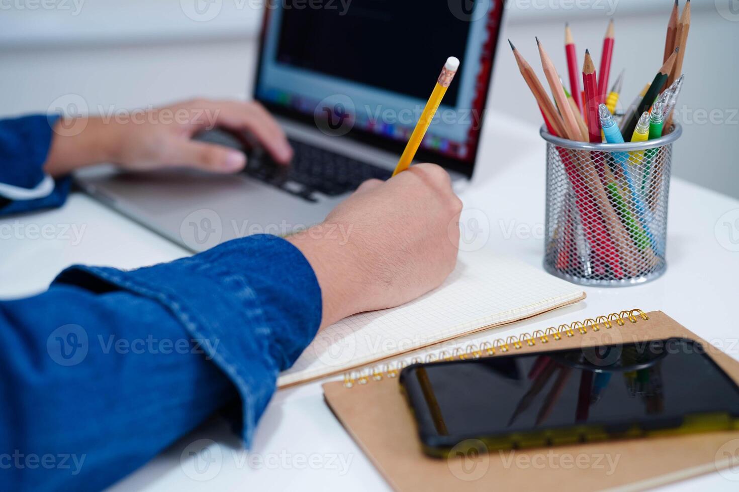 Teenage using tablet for communication, search data internet website t photo