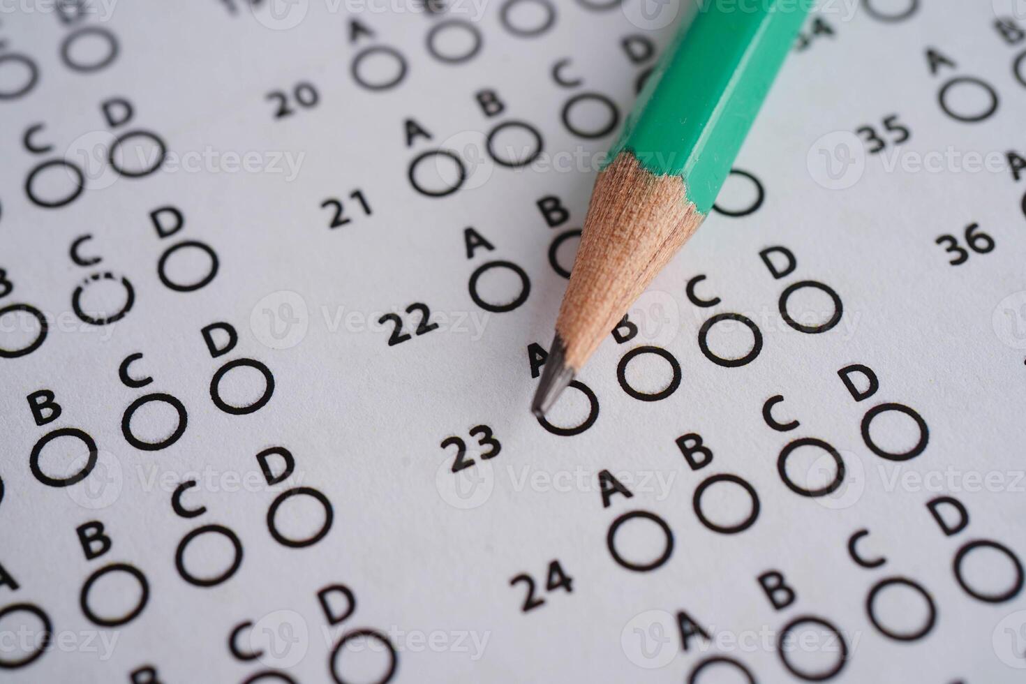 Answer sheets with pencil drawing fill to select choice, education co photo