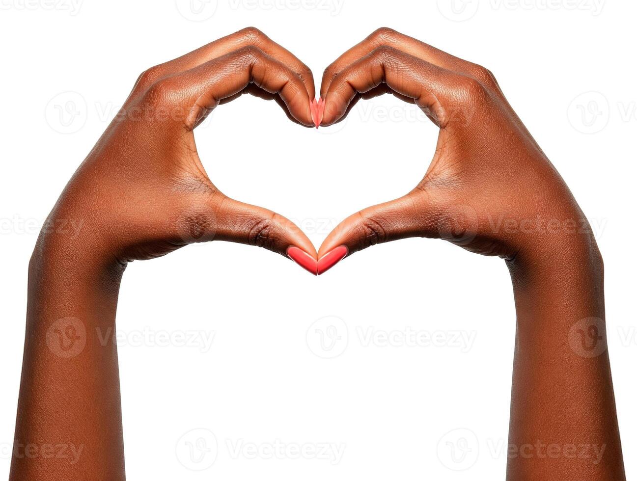 Delicate African American hands forming a heart shape isolated on white background photo