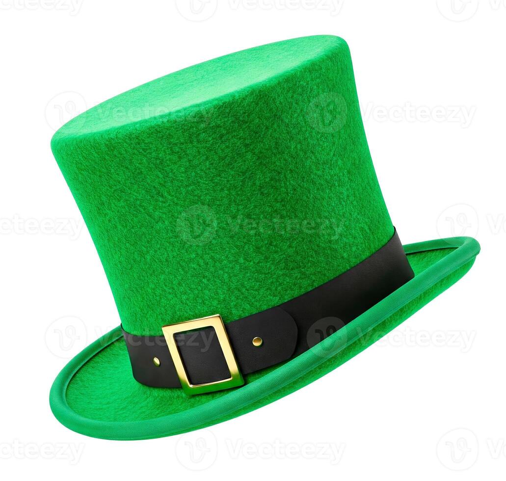 Green leprechaun hat isolated on white background. St. Ptricks Day photo
