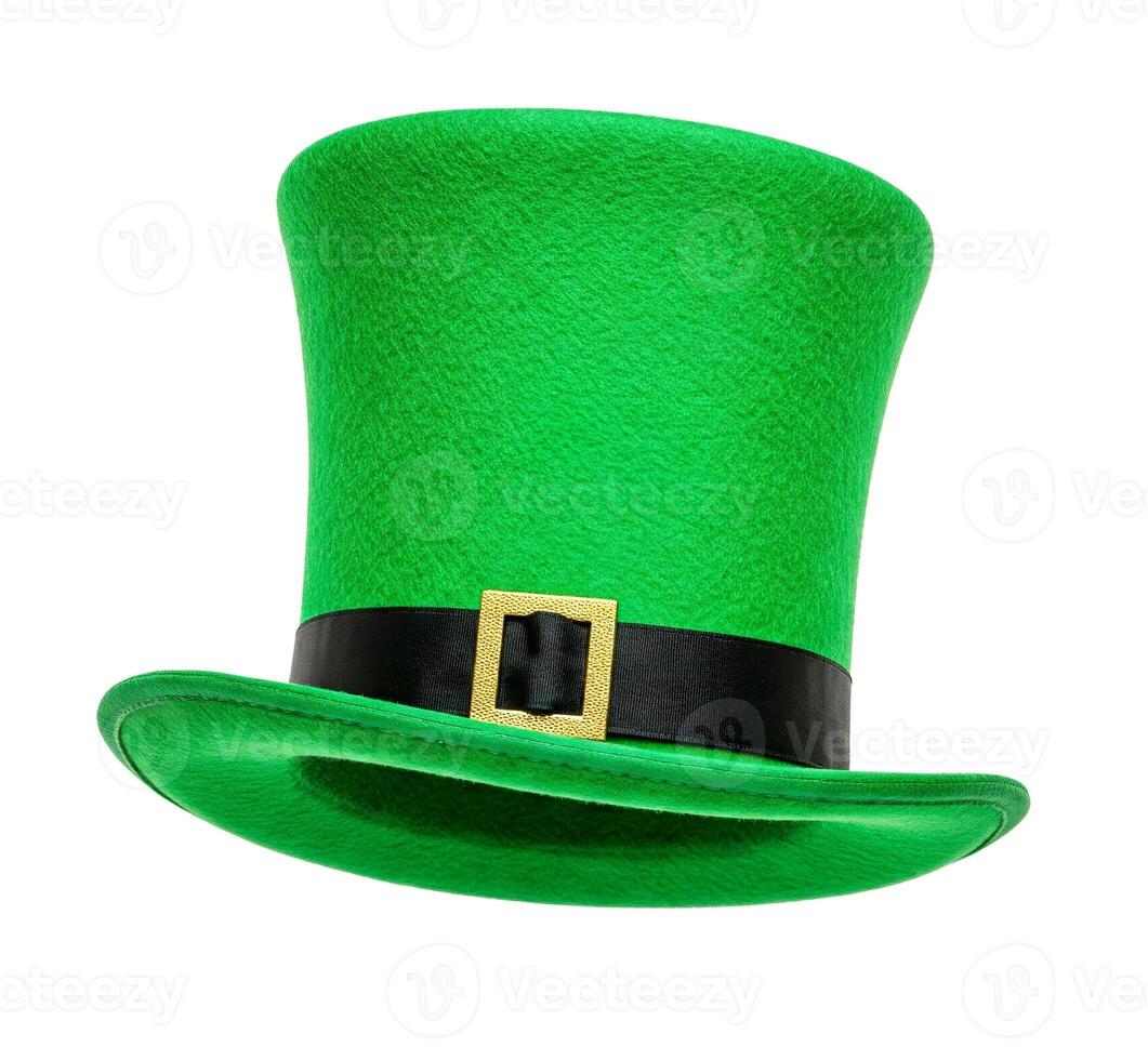 Green leprechaun hat celebrating Saint Patrick's Day isolated on white background photo
