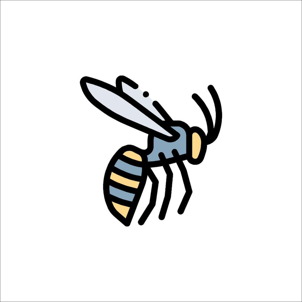 A bee icon with a yellow and blue color vector