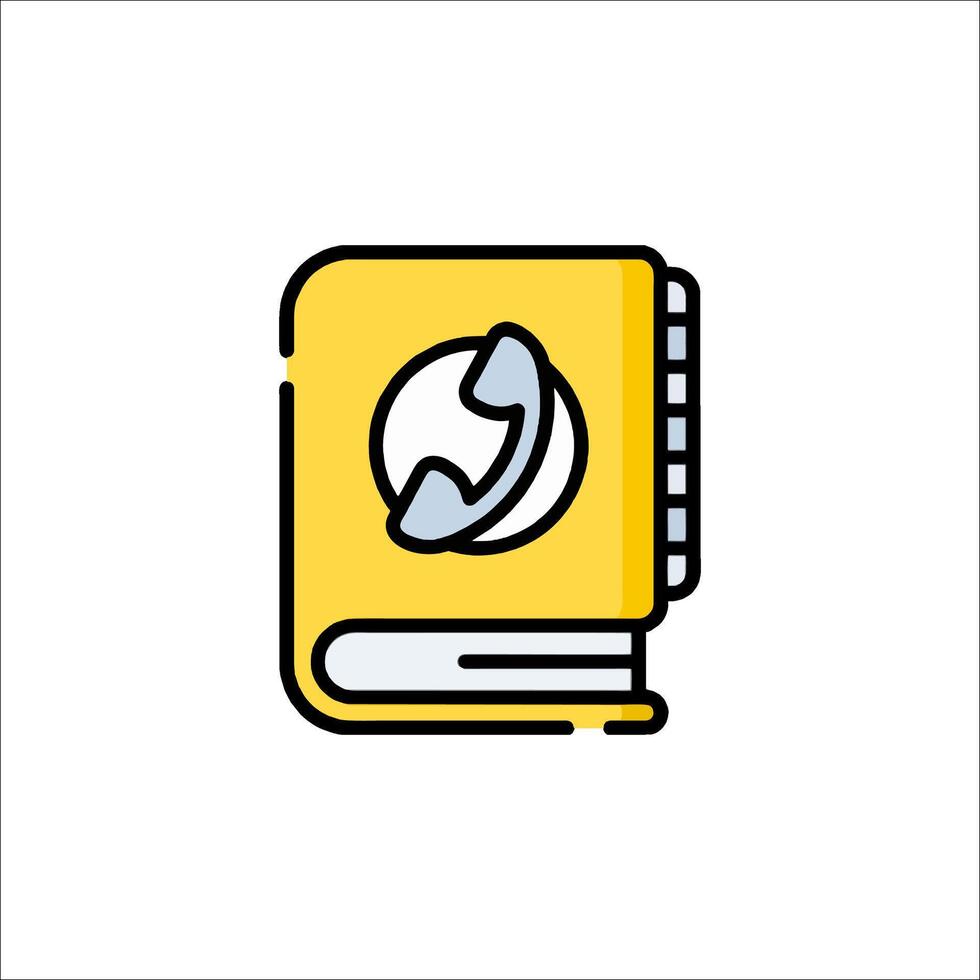 A yellow book with a phone on it vector