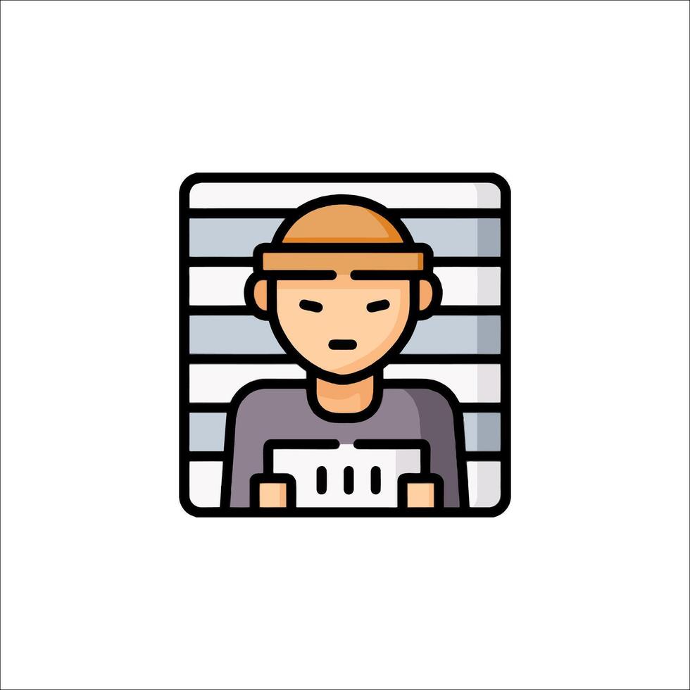 A man in jail cell with a hat on his head vector