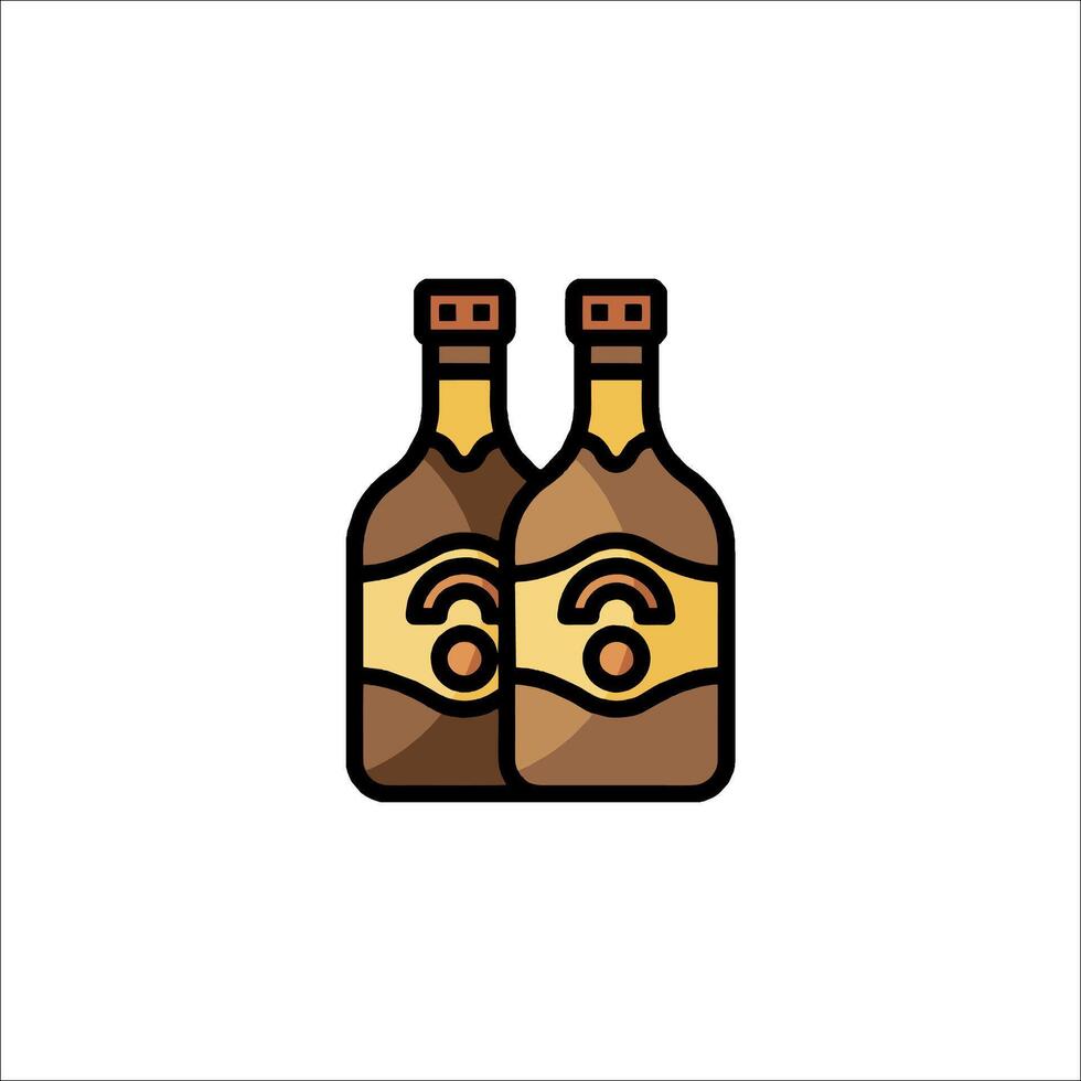Two bottles of alcohol with a wifi symbol vector