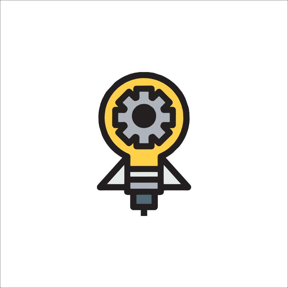 A yellow and black icon of a gear wheel vector