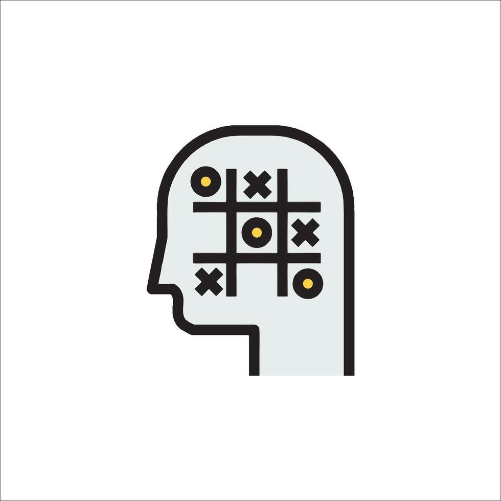 A person's head with a chess board in the middle vector