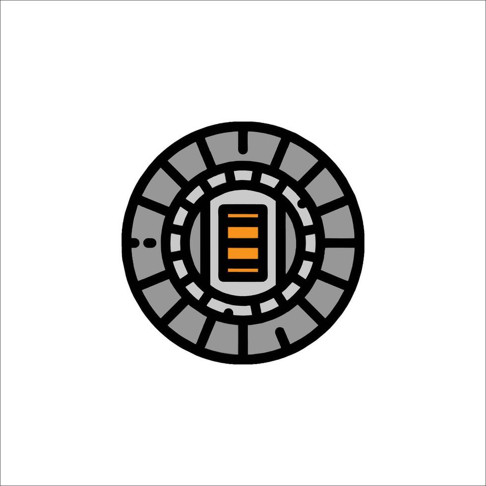 A battery icon in a circle on a white background vector