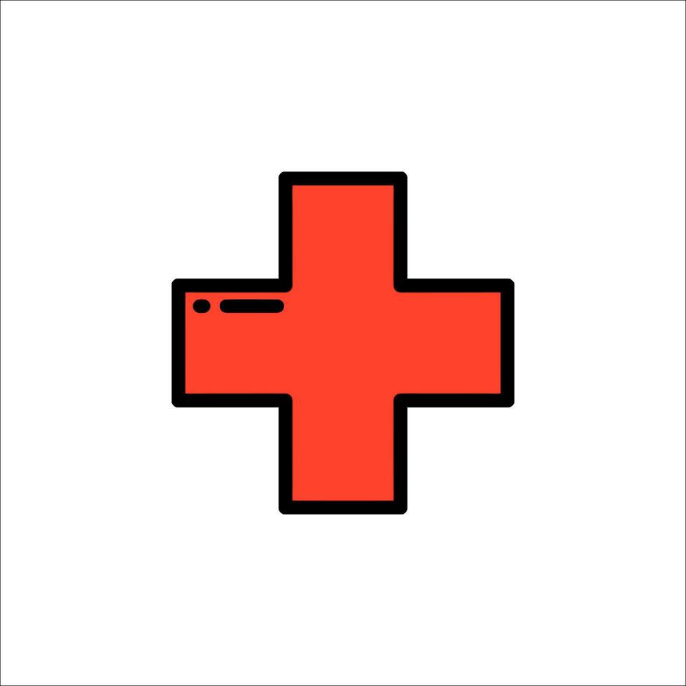 Red cross icon on white background vector