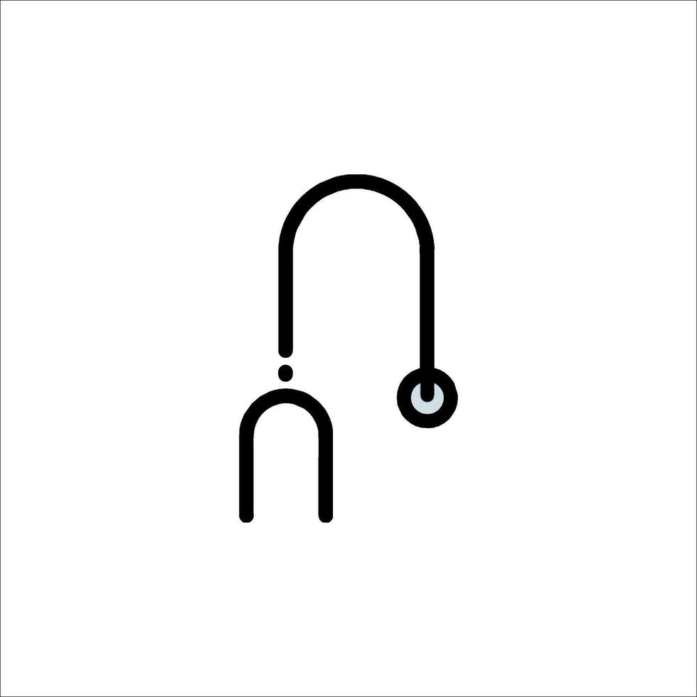 A black and white icon of a hook vector