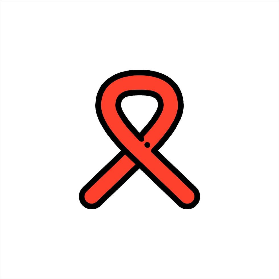 Red ribbon icon in a minimalist style vector