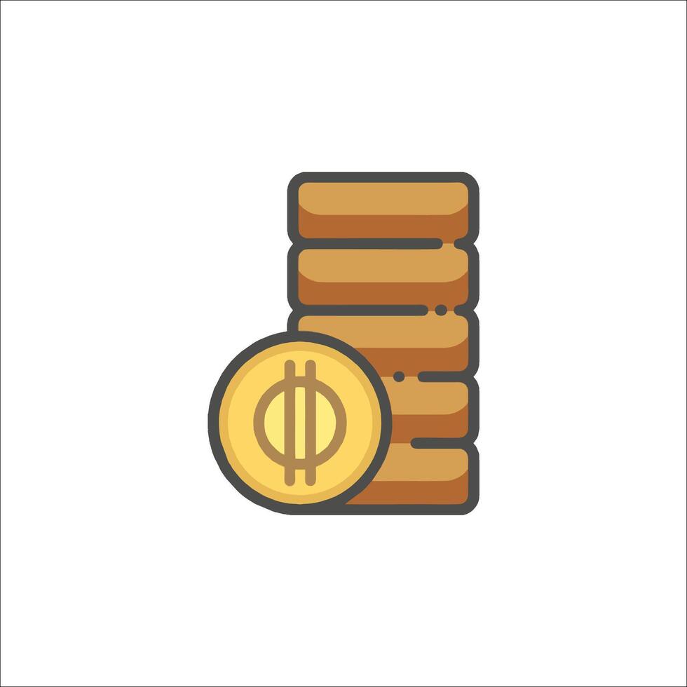 A stack of coins and a dollar sign icon vector