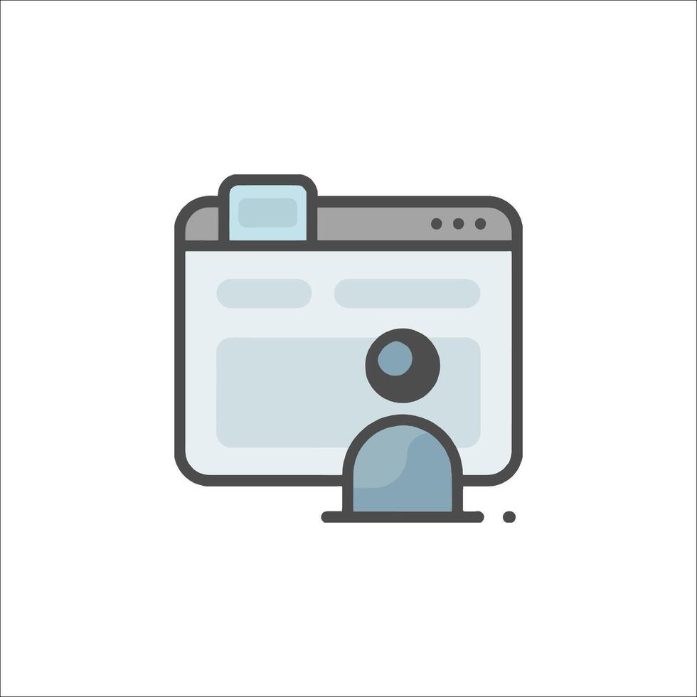 A person is looking at a computer screen with a mouse vector