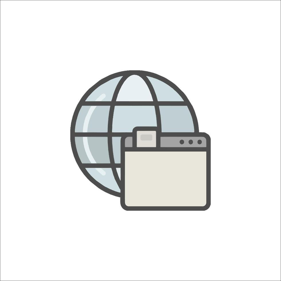 Web page icon with a globe and a computer vector