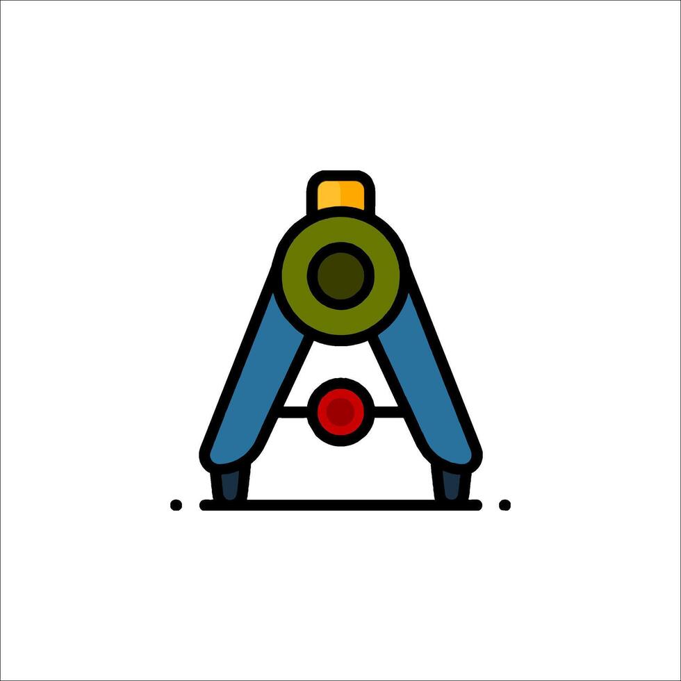 A drawing of a compass with a red ball on it vector