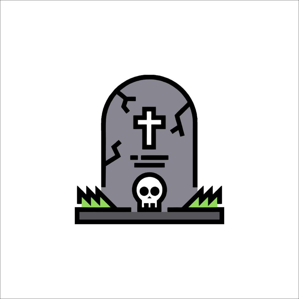 A skull and crossbones on a tombstone vector