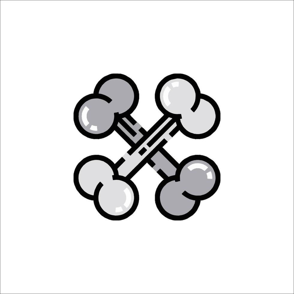 A black and white illustration of two dumbbells vector
