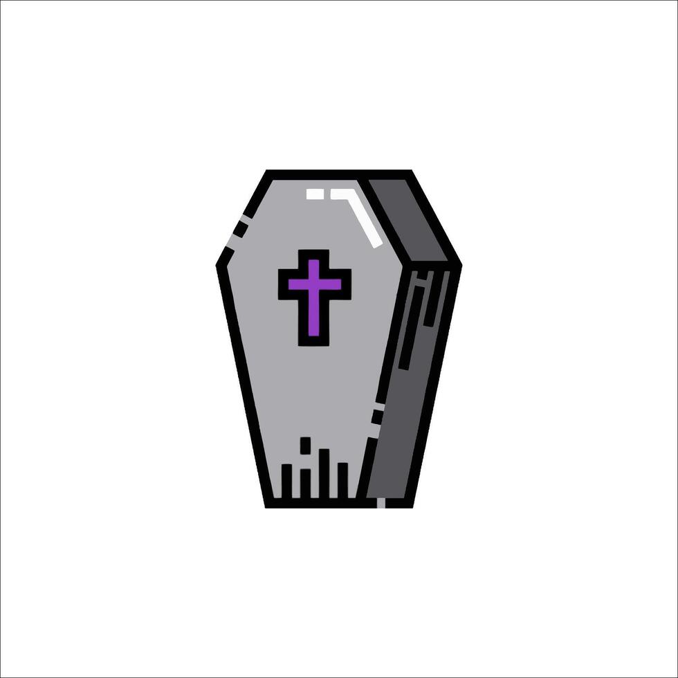 A cartoon grave with a cross on it vector