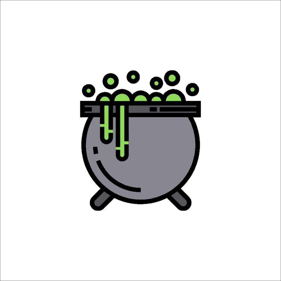A cauldron with green liquid and bubbles vector