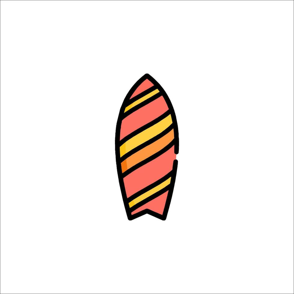 A surfboard icon with a red and yellow stripe vector