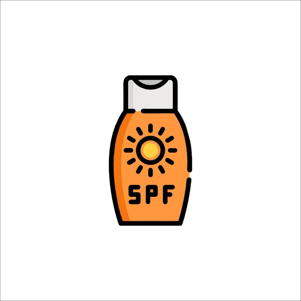 A bottle of sunscreen with the word spf on it vector