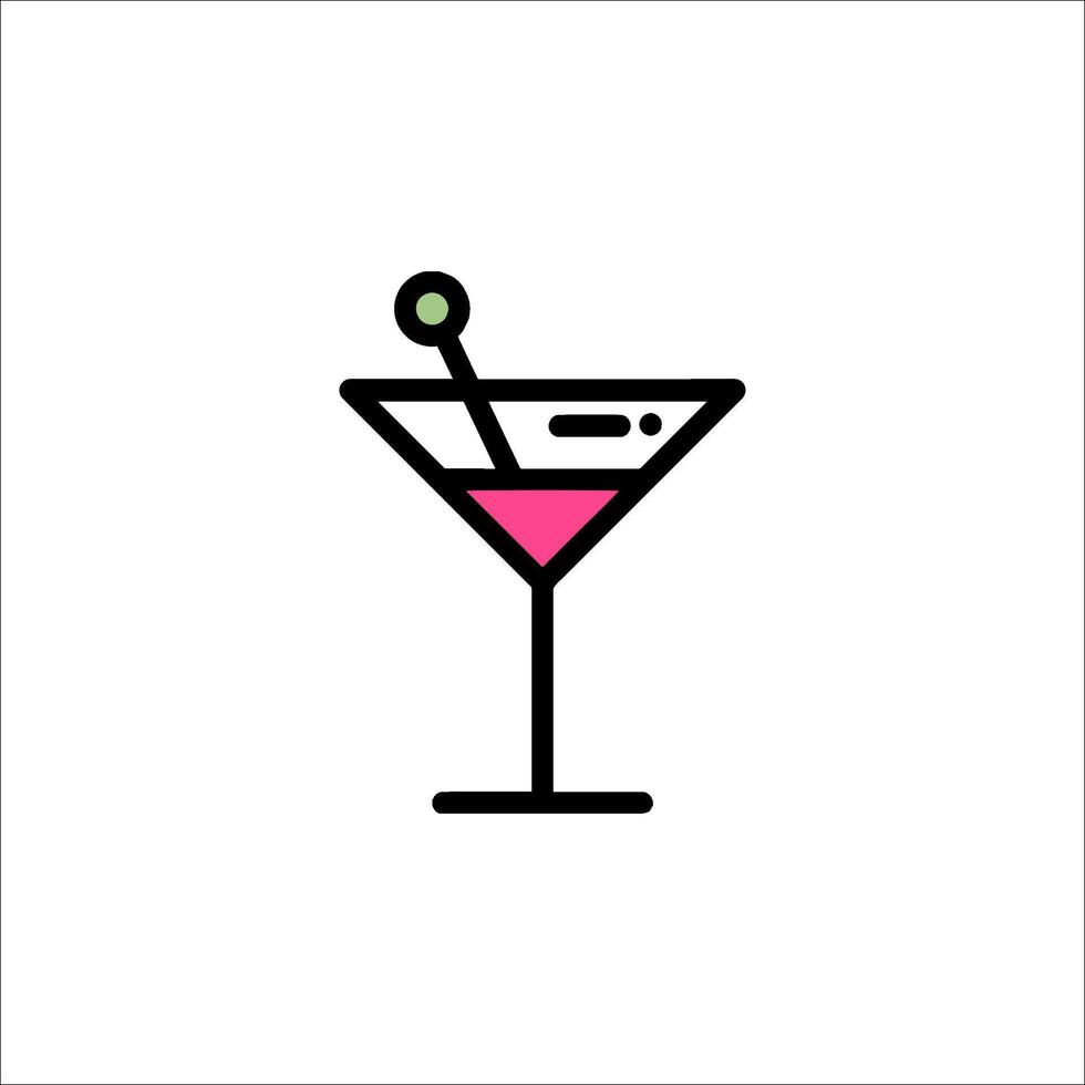 A martini glass icon with a cocktail stick vector