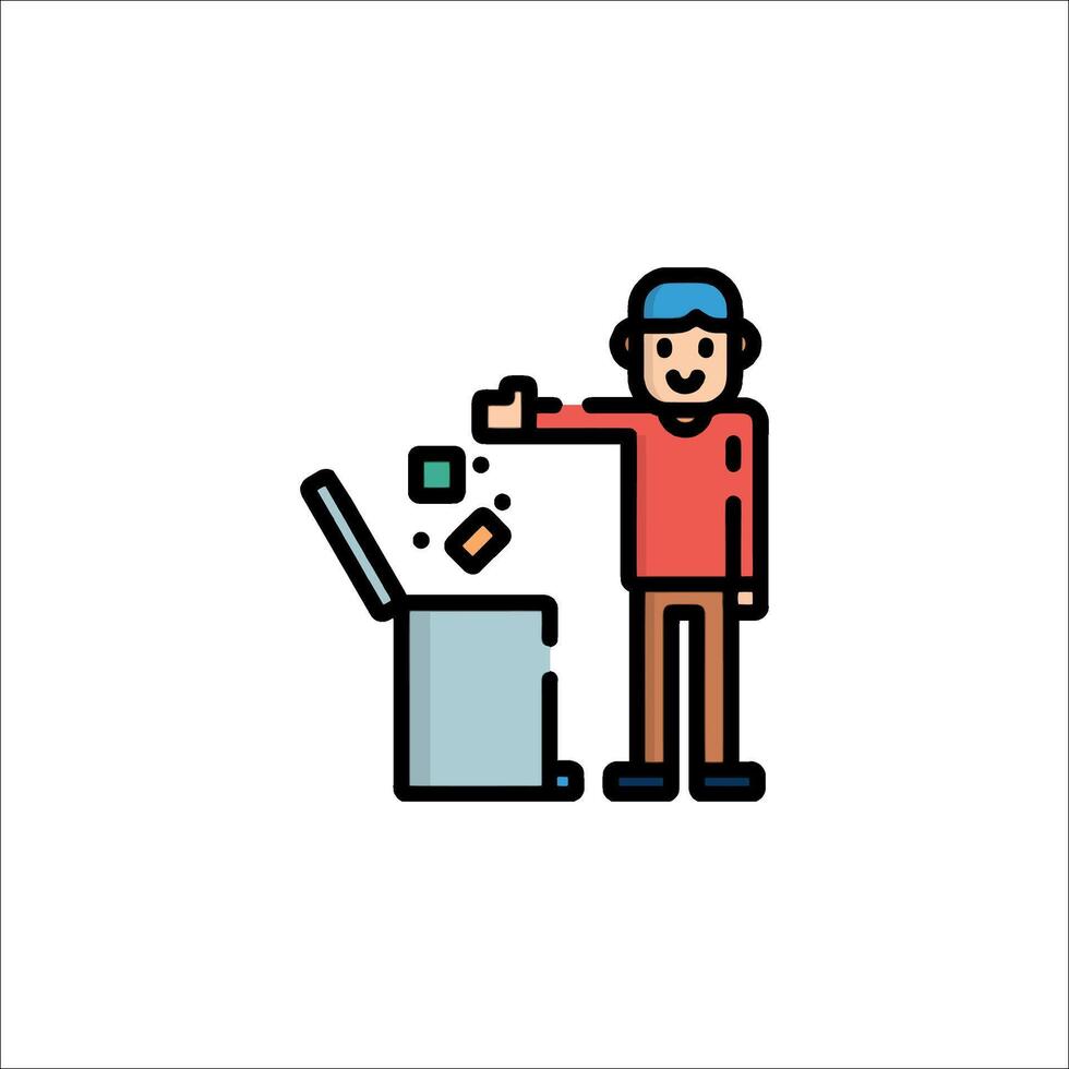 A man is standing next to a garbage can vector