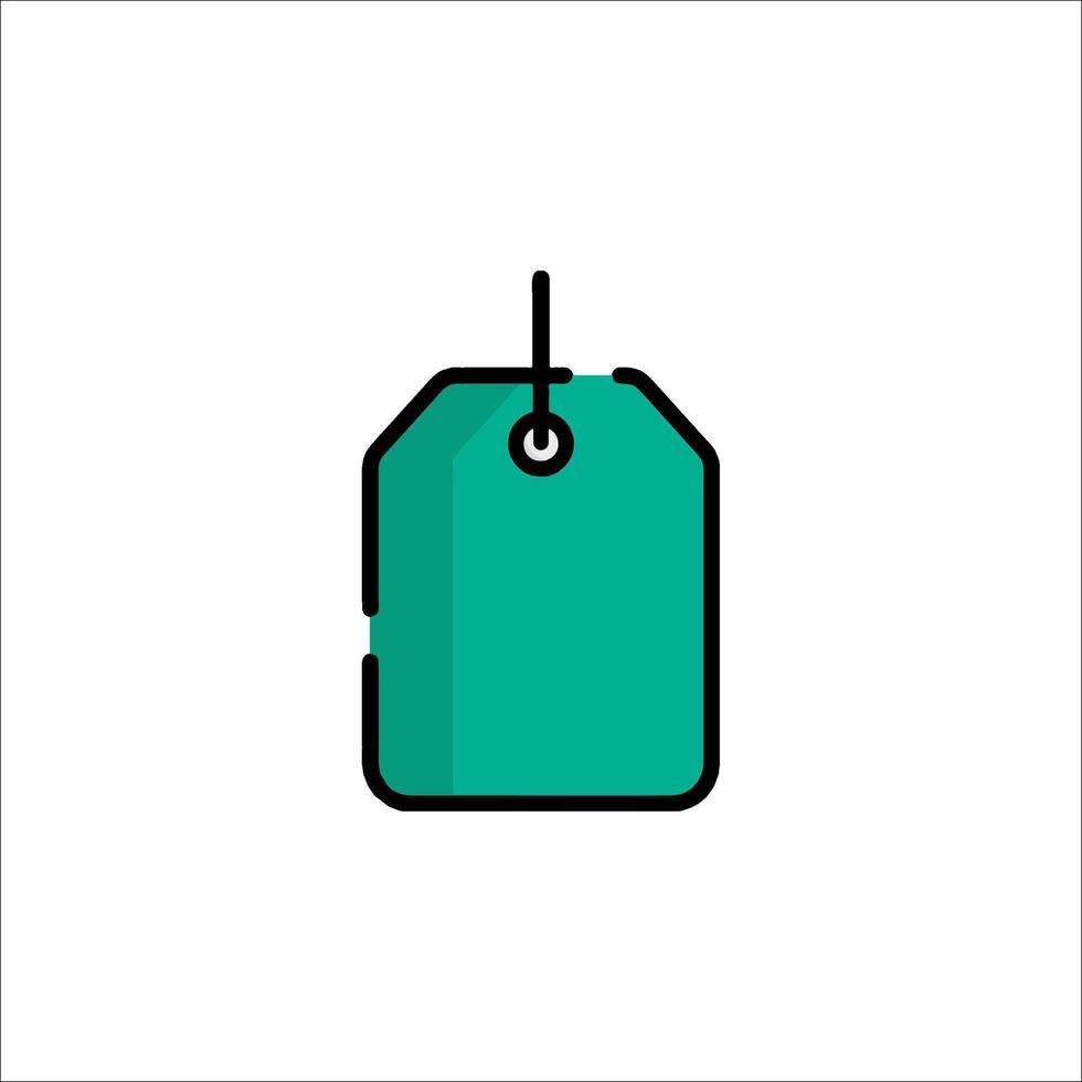 A green tag hanging on a string vector