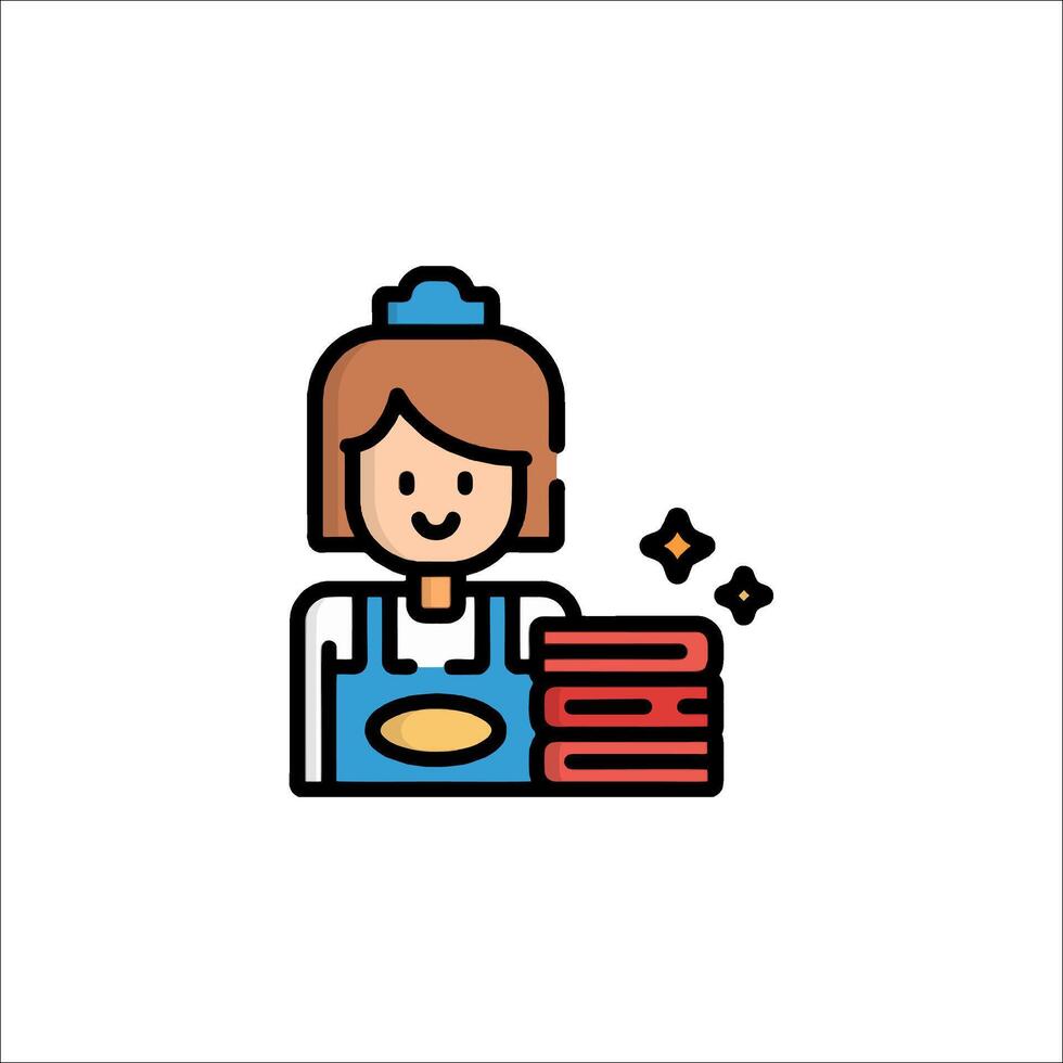 A woman with a tray of food icon vector