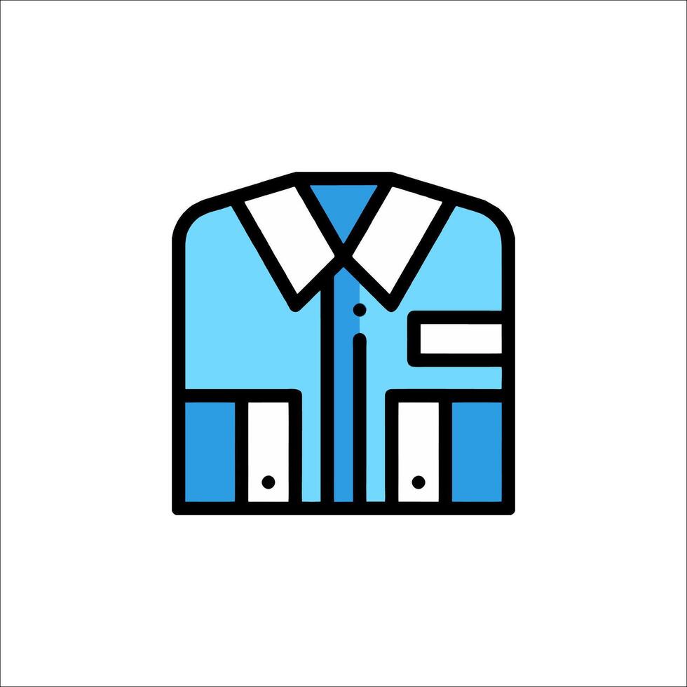 A blue shirt with a white collar and a blue tie vector