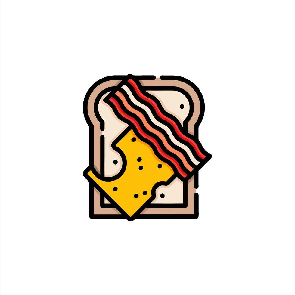 A slice of bread with cheese and bacon on it vector