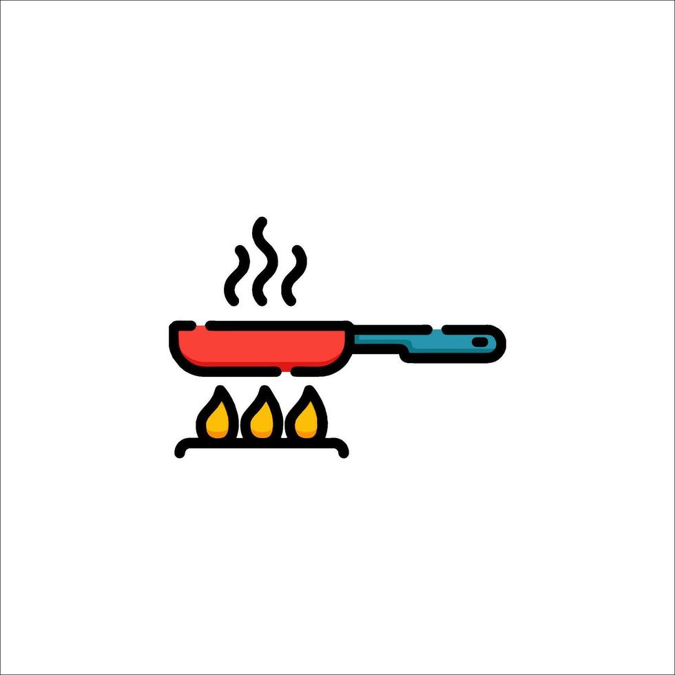A pan with a flame on it and a pot of water vector