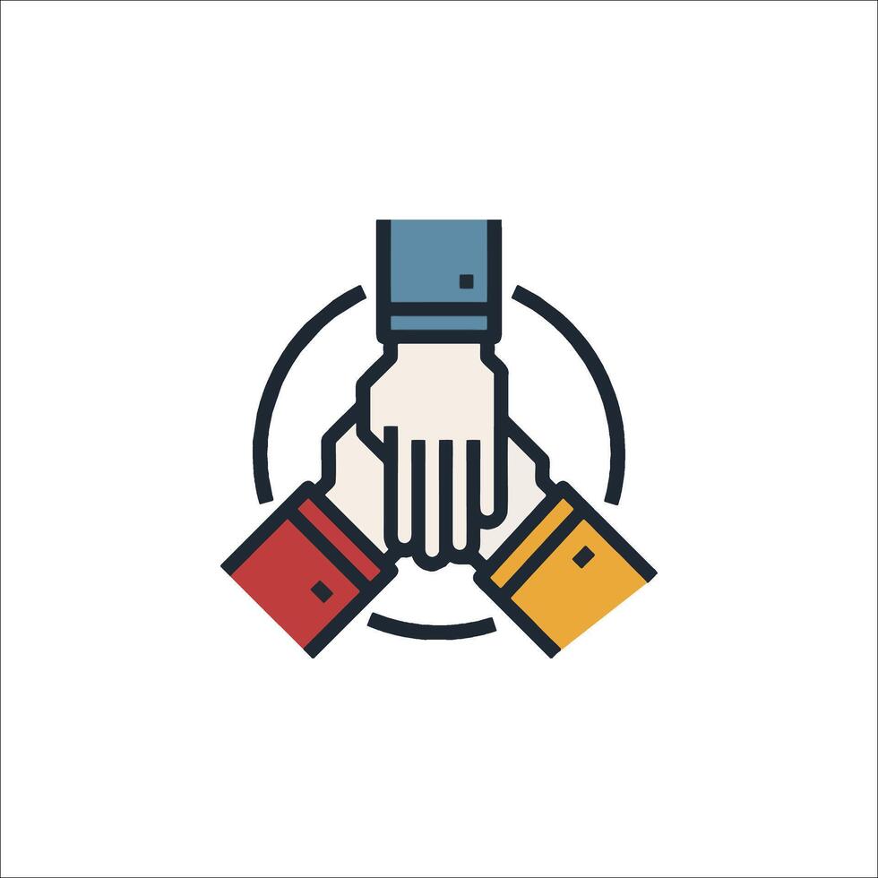 Two hands holding each other in a circle, with a white background vector