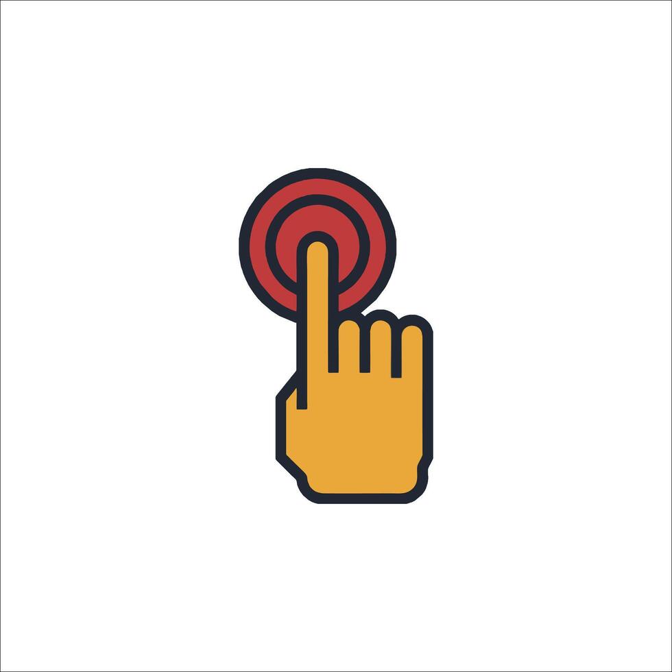 A hand pressing a button with a red dot vector