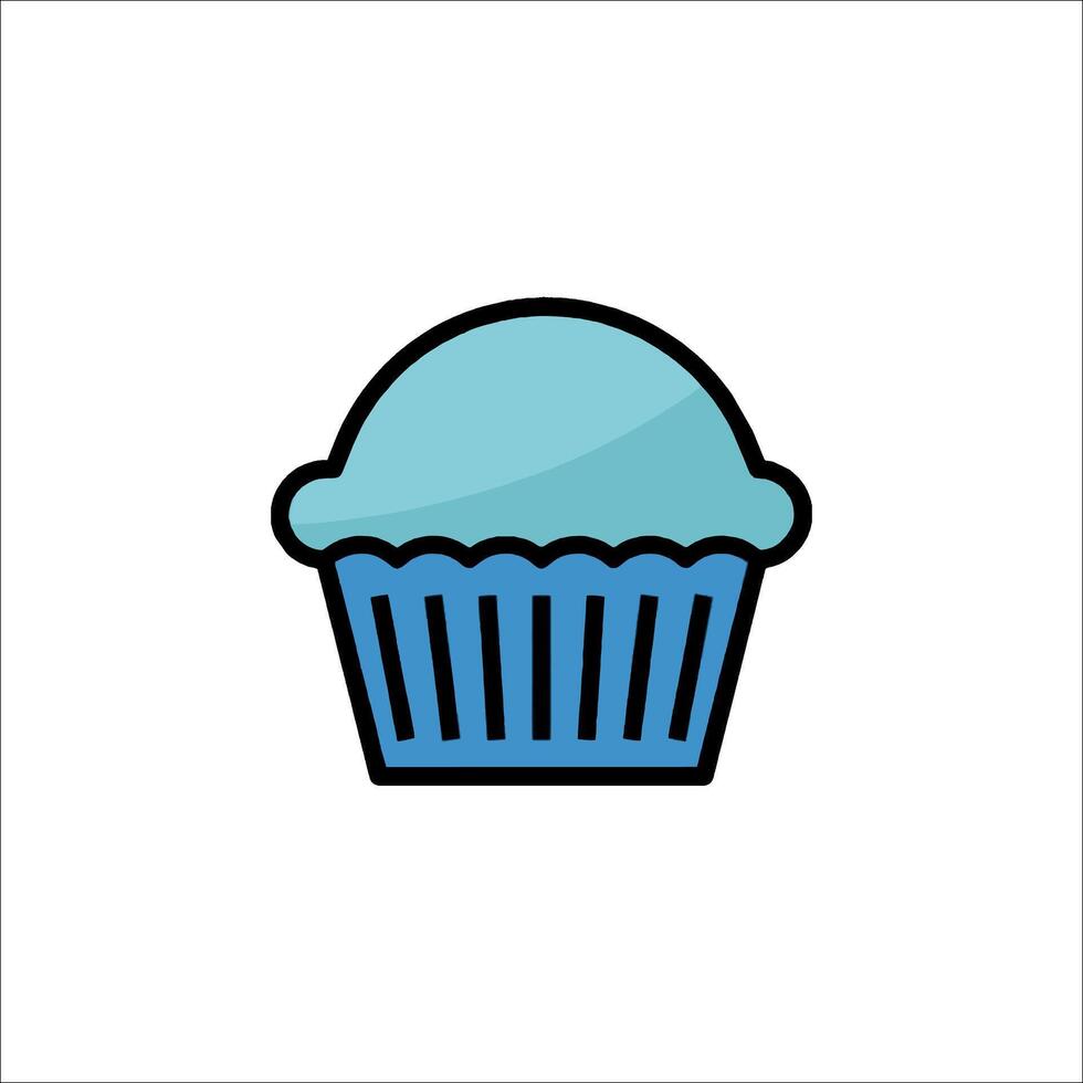 A blue cupcake icon on a white background vector