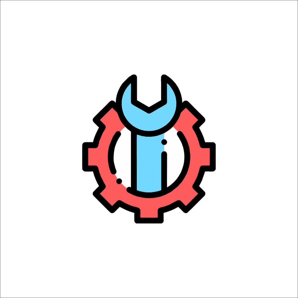 A wrench and gearwheel icon vector